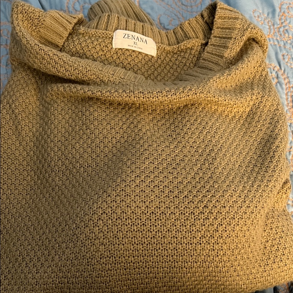 Zenana Outfitters Women's Cowl Neck Sweater - Olive